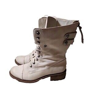Sam Edelman Womens Boots Leather Darwin Combat Clay easy back zipper Size 8.5